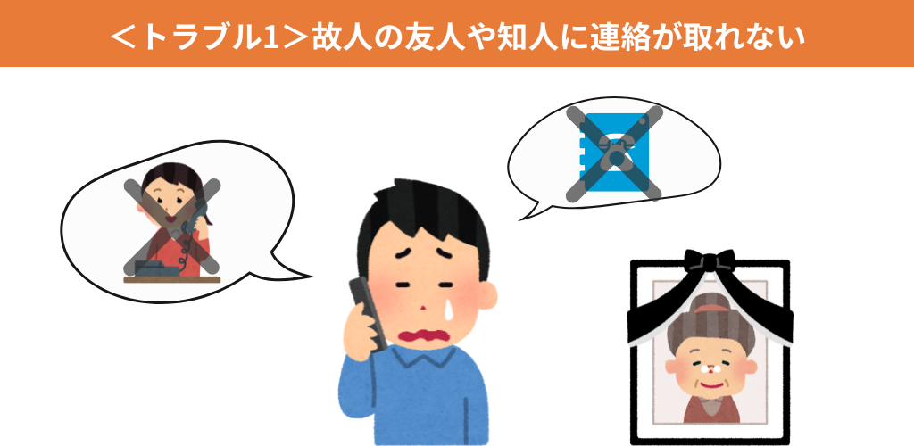 ＜トラブル1＞故人の友人や知人に連絡が取れない